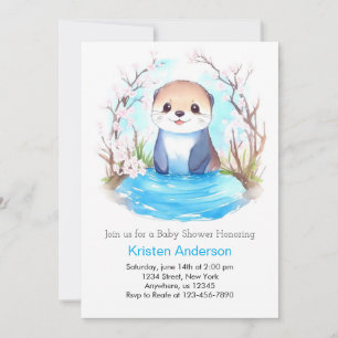 Otter Dreamscape Whimsical Magic Boy Baby shower Kaart