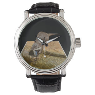 Otter eet lekkere vis, Mannen lederen horloge. Horloge