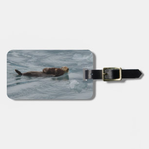 otter en baby van zee bagagelabel