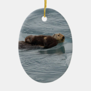 otter en baby van zee keramisch ornament