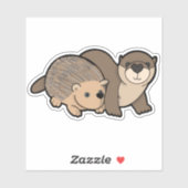 otter en egel sticker (Vel)