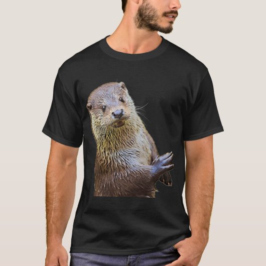 Otter en olieverfschilderij Zee Otter T-shirt (Voorkant)