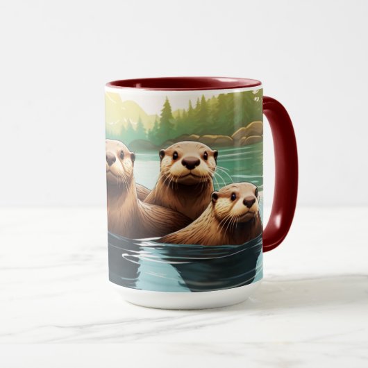 Otter Familie Plezier Mok (Voorkant rechts)