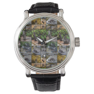 Otter fotocollage, Mannen lederen groot gezichtsho Horloge