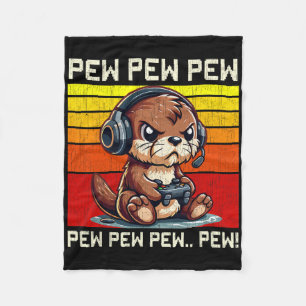 Otter Gamer Pew Grappige Video Games Vintage Jonge Fleece Deken