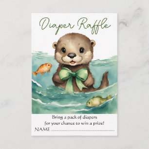 Otter Genderneutraal Baby shower Luier Raffle Informatiekaartje