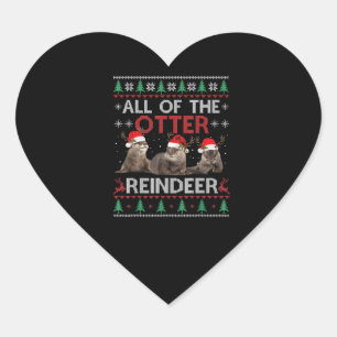 Otter Gift Alle Otter Reindeer Kerstmis Hart Sticker