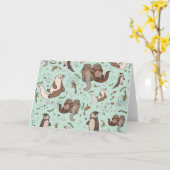 Otter Greetings Card Kaart (Gele Bloem)