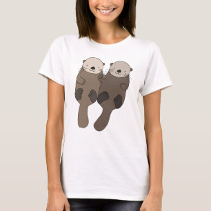 Otter Holding Hands T-shirt Cute Otter Graphic t-s
