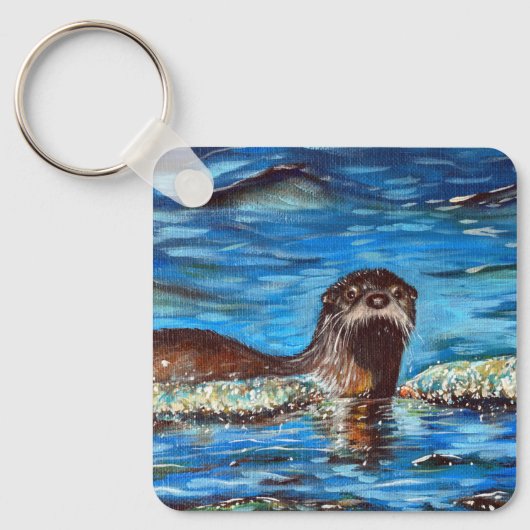 Otter in de Waves-Sleutelhanger Sleutelhanger (Voorkant)
