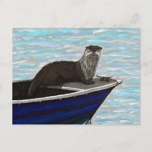 Otter in een boot schilderij briefkaart (Voorkant)
