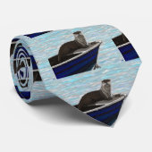 Otter in een boot schilderij stropdas (Opgerold)
