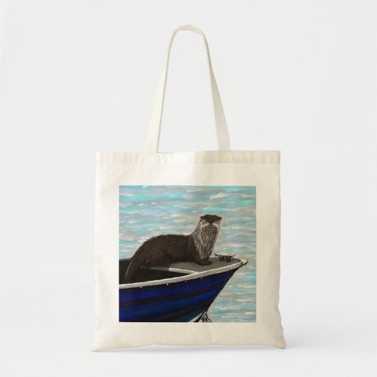 Otter in een boot schilderij tote bag (Voorkant)