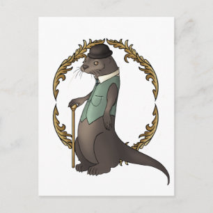 Otter in een Pet met Waistcoat en Bowler Briefkaart