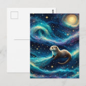 Otter in een Sterrennacht Oceaan Briefkaart (Voorkant / Achterkant)