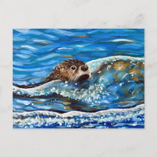 Otter in het Zee Schilderen Briefkaart