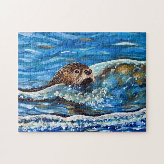 Otter in het Zee Schilderen Legpuzzel (Horizontaal)