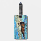 Otter in Waves 2 schilderen Bagagelabel (Achterkant verticaal)