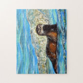 Otter in Waves 2 schilderen Legpuzzel (Verticaal)