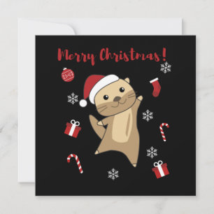 Otter Kerstmis Sneeuw Winter Dieren Otter Kaart