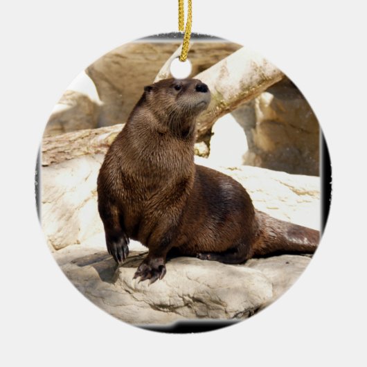 Otter kerstversiering keramisch ornament (Voorkant)