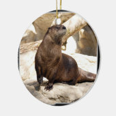 Otter kerstversiering keramisch ornament (Links)