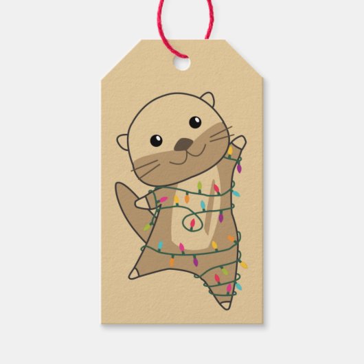 Otter-kerstwinterdieren Otter Gift Label Cadeaulabel (Voorkant)