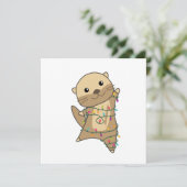 Otter-kerstwinterdieren otter kaart (Staand voorkant)