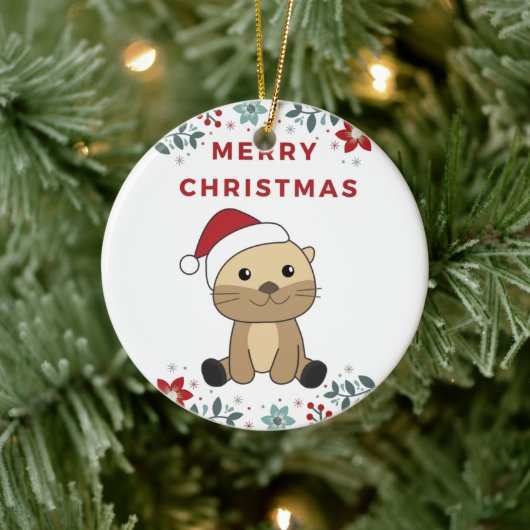 Otter-kerstwinterdieren Otter-keramisch Keramisch Ornament (Boom)
