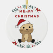 Otter-kerstwinterdieren Otter-keramisch Keramisch Ornament (Voorkant)
