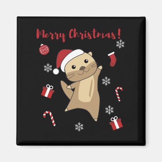 Otter-kerstwinterdieren otter magneet (Voorkant)