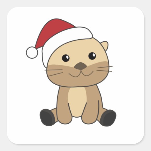 Otter-kerstwinterdieren otter vierkante sticker (Voorkant)