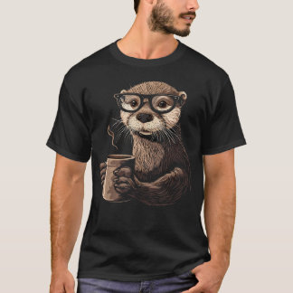 Otter Koffie Drinkende Barista Grappig Dier Schatt T-shirt