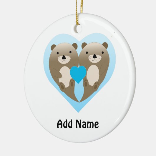 Otter Love Keramisch Ornament (Links)
