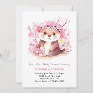 Otter Magic Pink Wildflower Meisje Baby shower Kaart