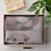 Otter met bloemen decoupage tissuepapier (Geschenk)