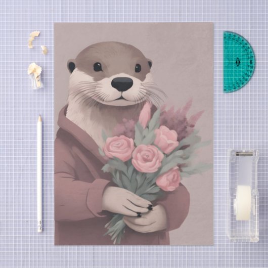 Otter met bloemen decoupage tissuepapier (Craft)