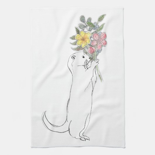 otter met bloemen theedoek (Verticaal)