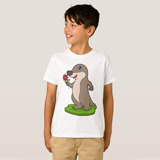 otter met ventilator t-shirt (Voorkant volledig)