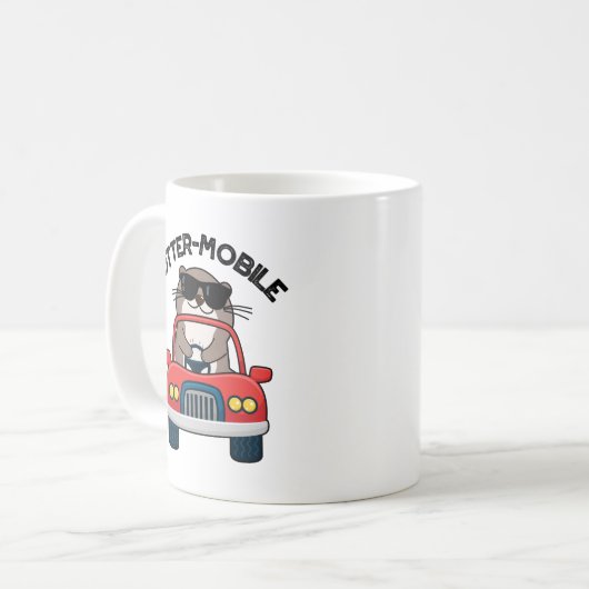 Otter-mobile Funny Animal Car Pun Koffiemok (Voorkant links)