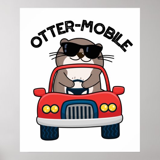 Otter-mobile Funny Animal Car Pun Poster (Voorkant)