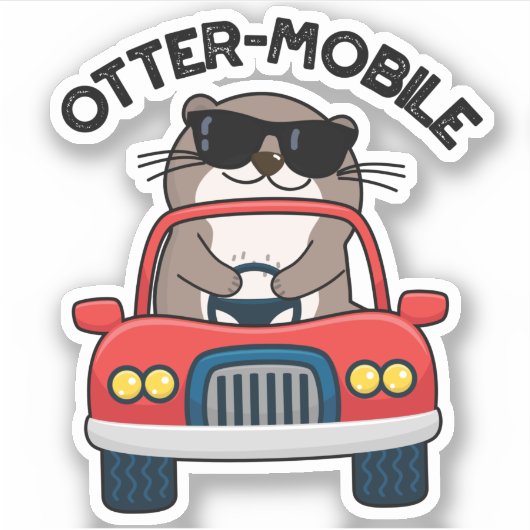 Otter-mobile Funny Animal Car Pun Sticker (Voorkant)
