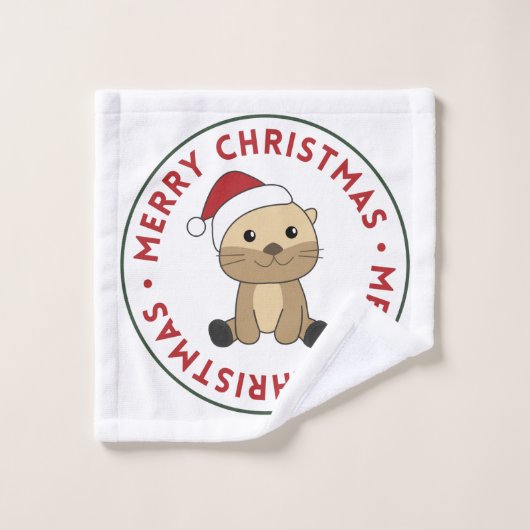 Otter Noël Neige Animaux d'hiver Otter Laver Clo (Gant de toilette)