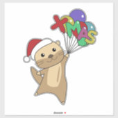 Otter Noël Neige Animaux d'hiver Otter Sticker (Feuille)
