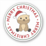 Otter Noël Neige Animaux d'hiver Otter Sticker<br><div class="desc">La loutre à Noël avec des lumières de fées. Animaux amusants avec des cadeaux et de la neige pour les vacances. Aussi drôle pour noël en juillet. Les loutres sont des animaux mignons et parfaits pour Noël.</div>