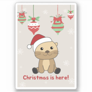Otter Noël Neige Animaux d'hiver Otter Sticker