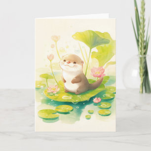 Otter op een Lily Pad Kaart