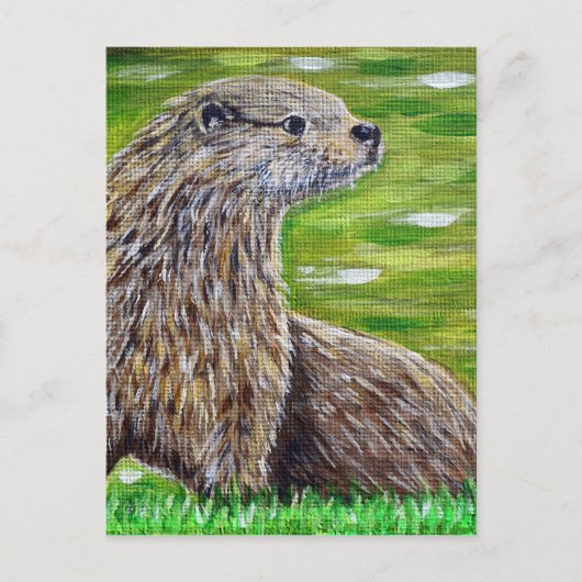 Otter op een rivieroever briefkaart (Voorkant)