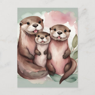 Otter ouders en kind briefkaart