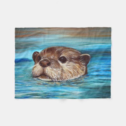Otter Painting Fleece Deken (Voorkant (Horizontaal))